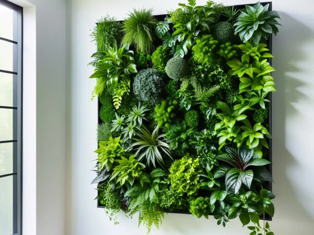 Guía práctica jardín vertical: Geométrico jardín de pared con exuberante vegetación, mezcla perfecta de naturaleza y diseño contemporáneo