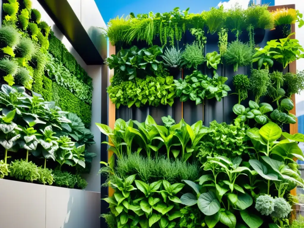 Un jardín vertical impresionante en un edificio urbano de Denver, con vegetales y hierbas