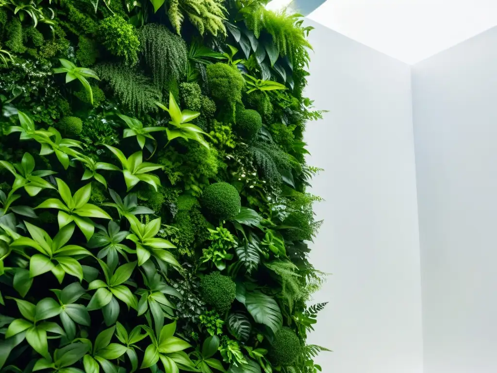 Un jardín vertical interior moderno y exuberante con beneficios para la salud mental