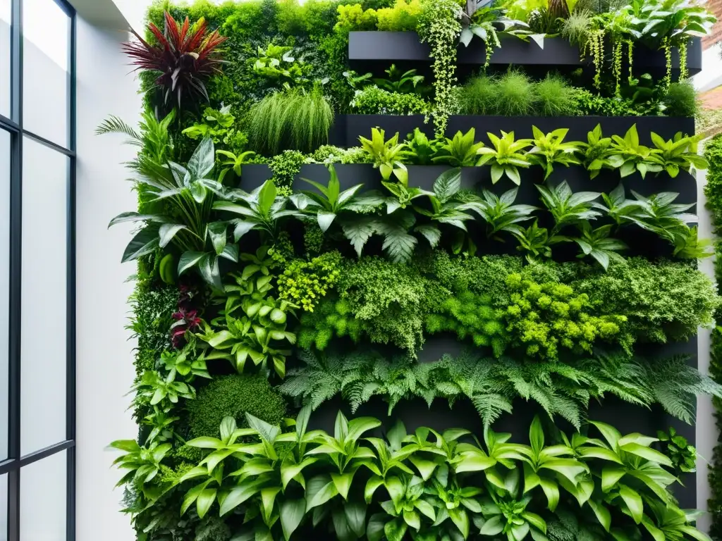 Un jardín vertical moderno y elegante, bañado por la luz natural, un pitch perfecto para huertos verticales