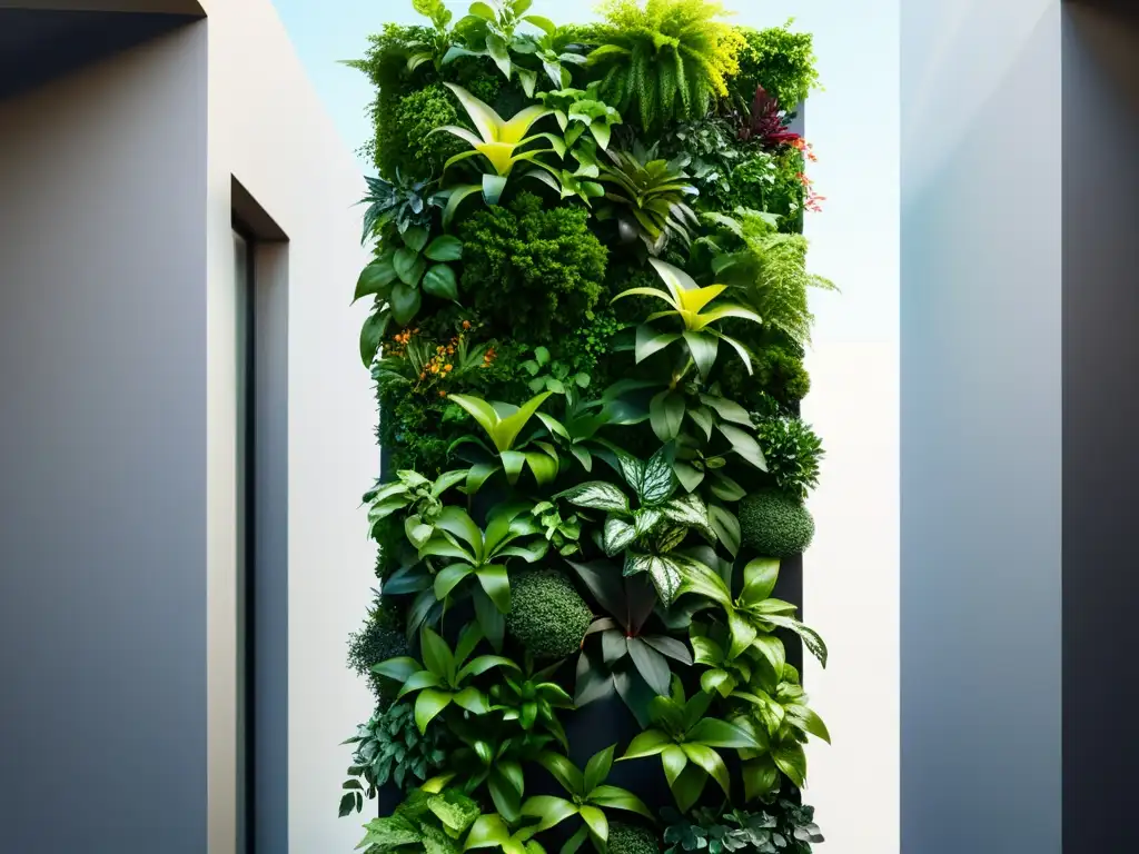 Un jardín vertical moderno y exuberante con beneficios terapéuticos