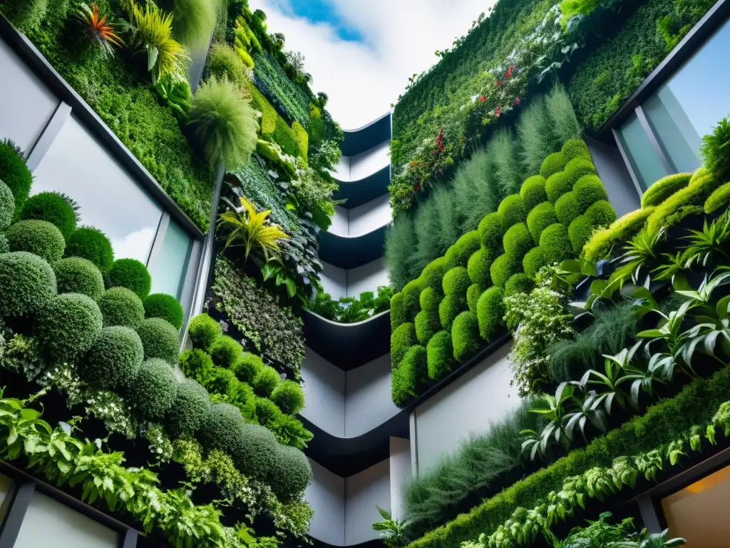 Un jardín vertical moderno y sostenible en la ciudad