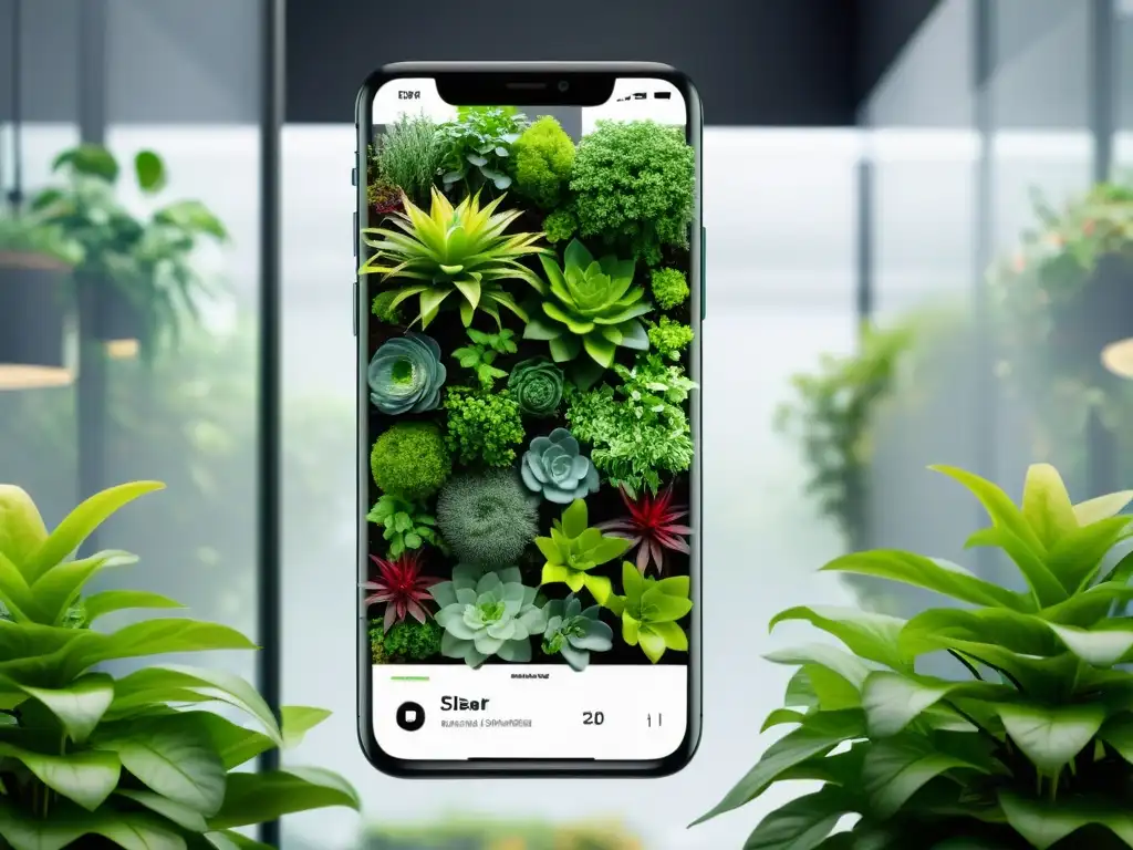 Un jardín vertical moderno y tecnológico con una app para adaptar huertos verticales