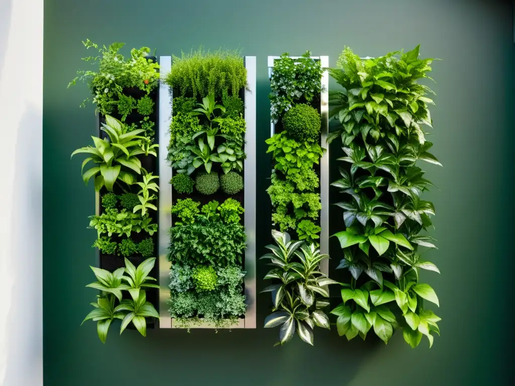 Un jardín vertical de plantas exuberantes, eficiente y profesional