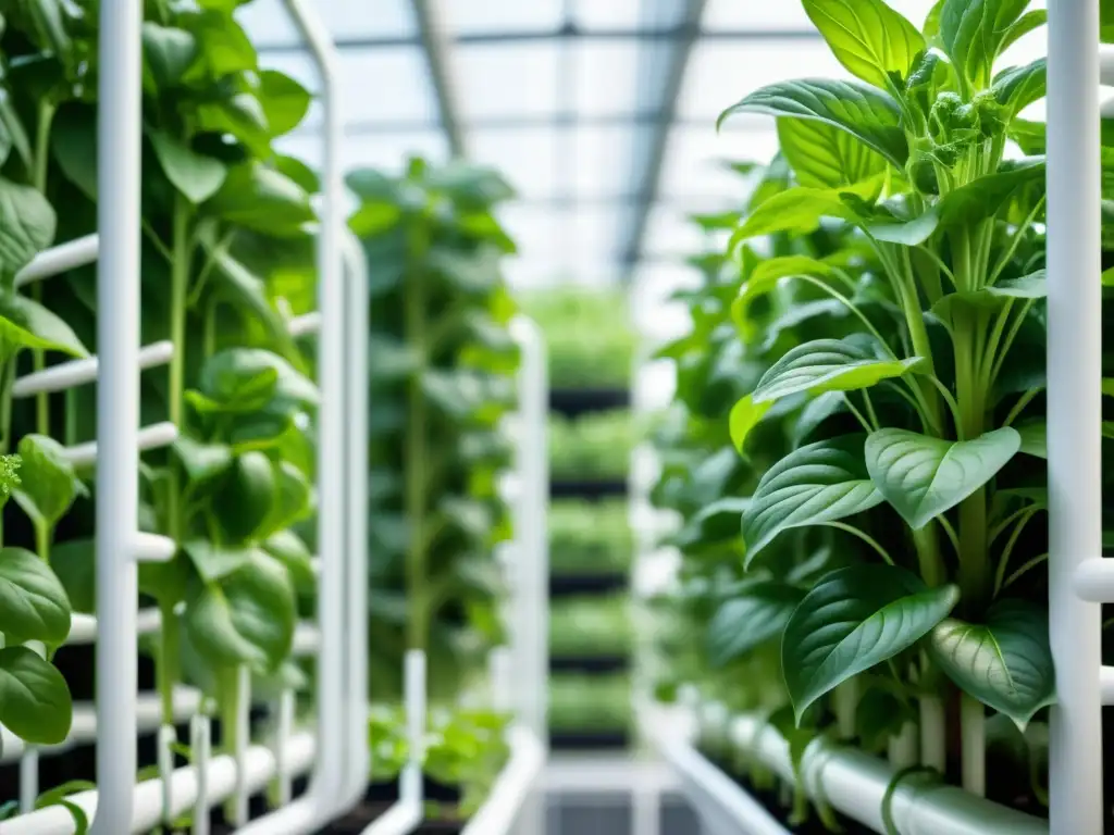 Jardín hidropónico vertical con plantas saludables y vibrantes, libre de plagas