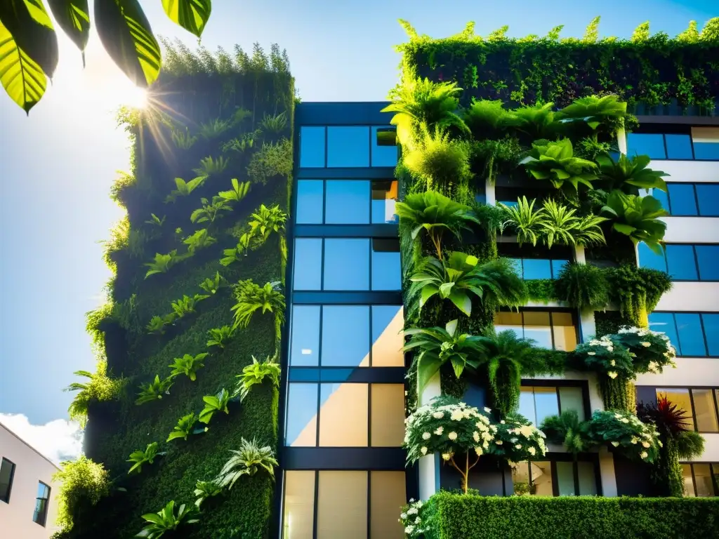 Jardín vertical urbano con beneficios psicológicos huertos verticales urbanos: oasis de tranquilidad en la ciudad moderna