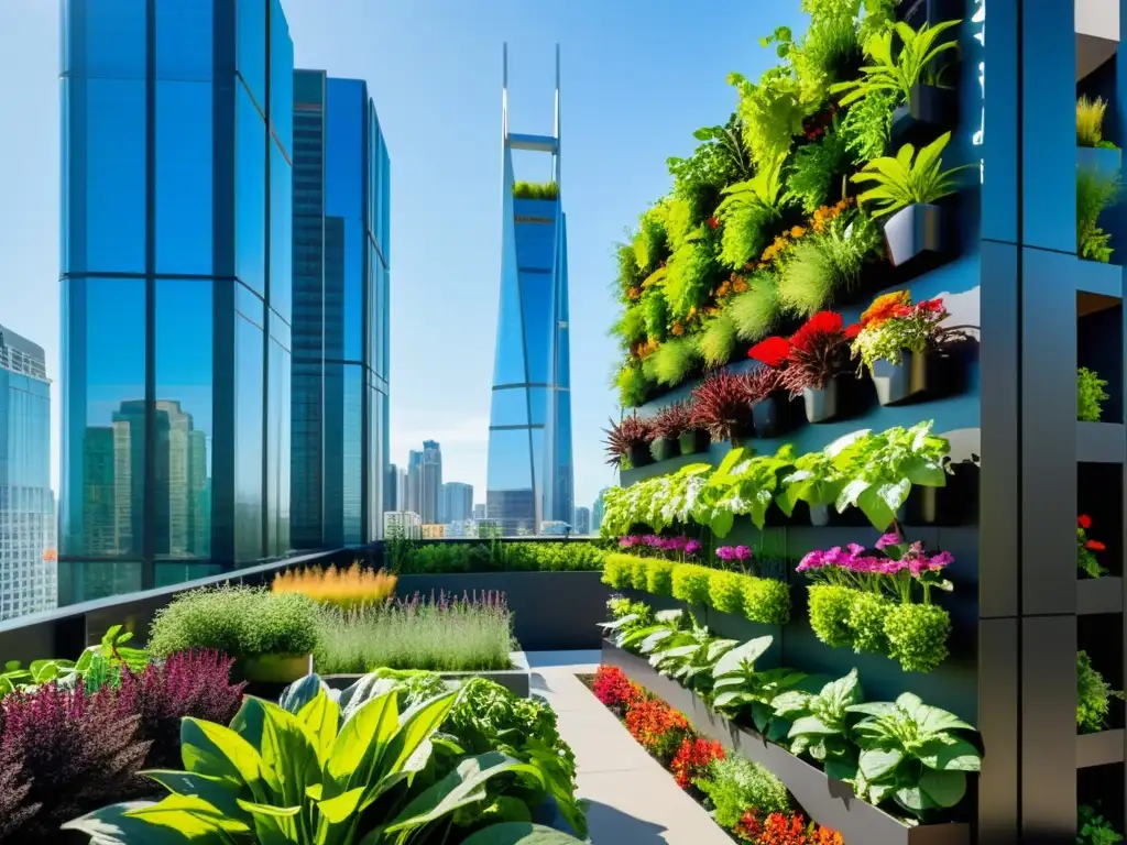 Un jardín vertical urbano muestra un oasis de vegetación entre rascacielos