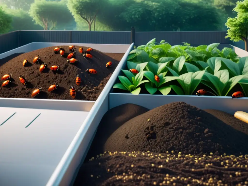 Vibrante compost urbano con prevención de plagas y vida silvestre