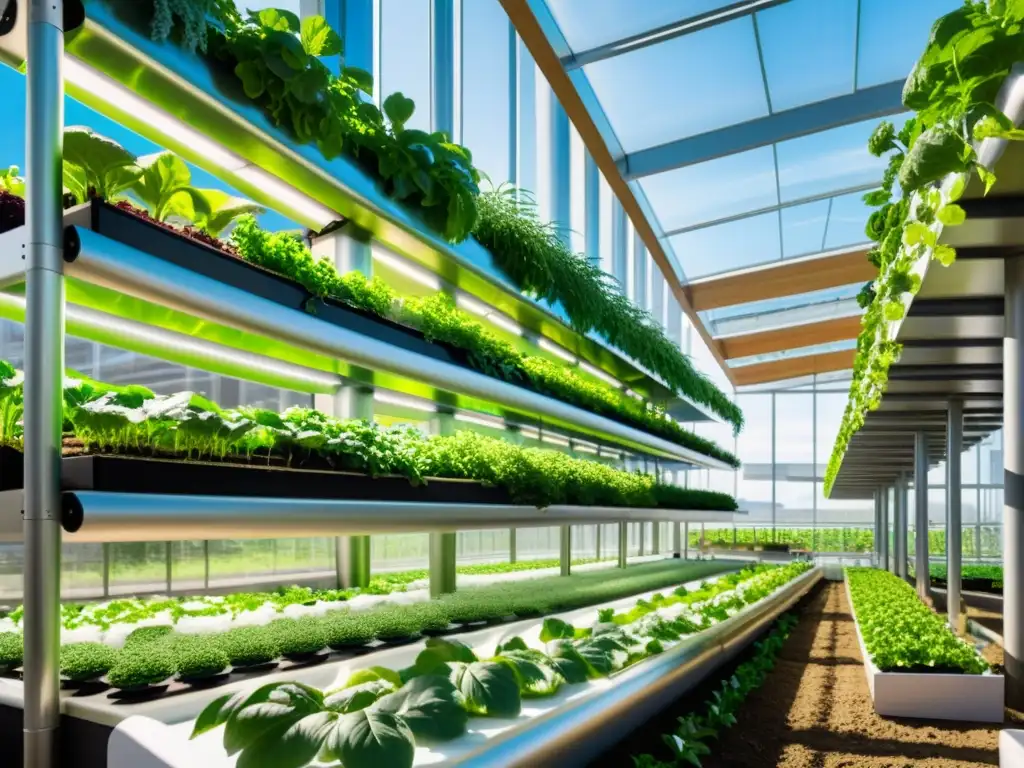 Vibrante agricultura urbana en Denver; huertos verticales innovadores, verdor exuberante y sistema hidropónico de vanguardia