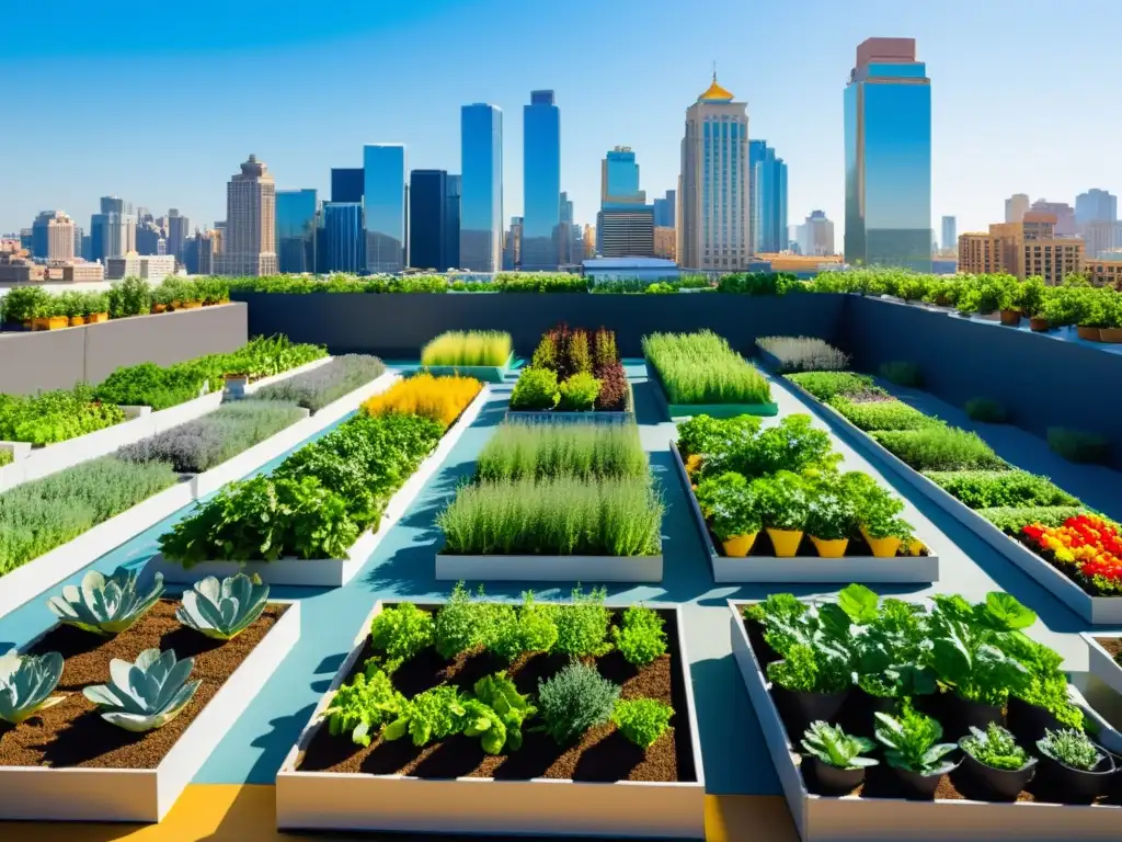 Vibrante jardín urbano en desierto, con cultivos coloridos en plantas
