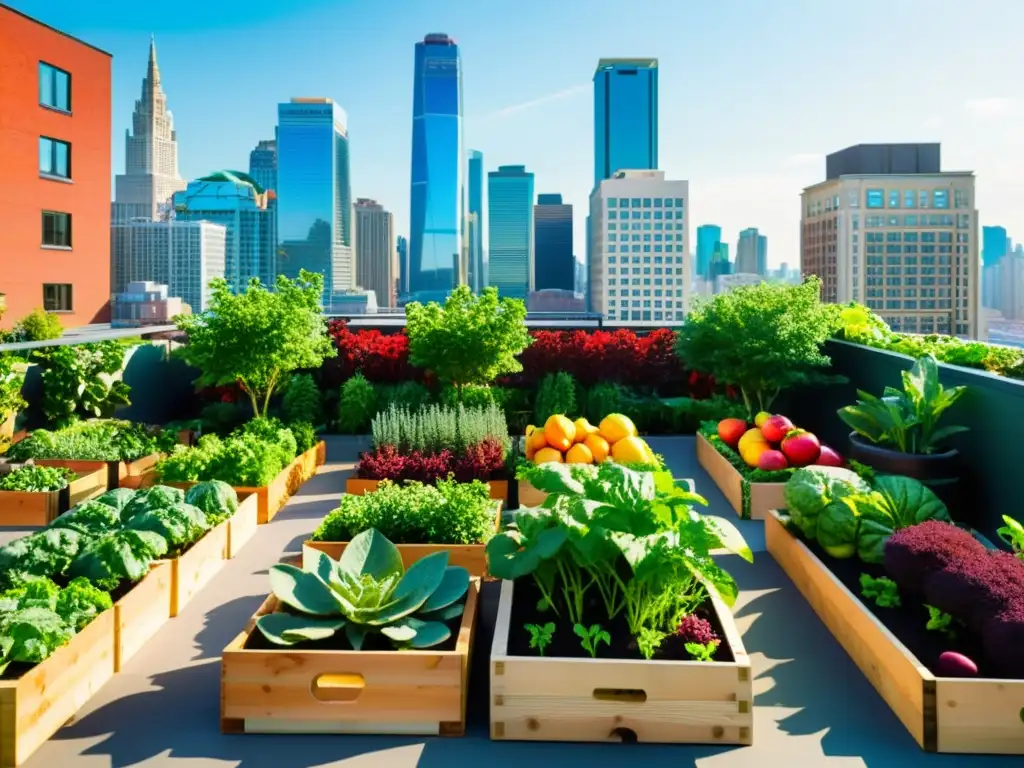 Un vibrante jardín urbano rebosante de vida y diversidad, con un curso de innovación en agricultura urbana en pleno desarrollo