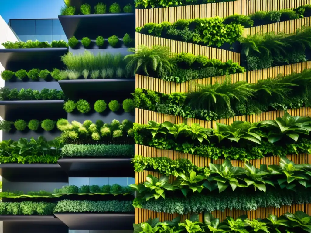 Vibrante jardín vertical con diseño innovador y prevención mildiu oidio