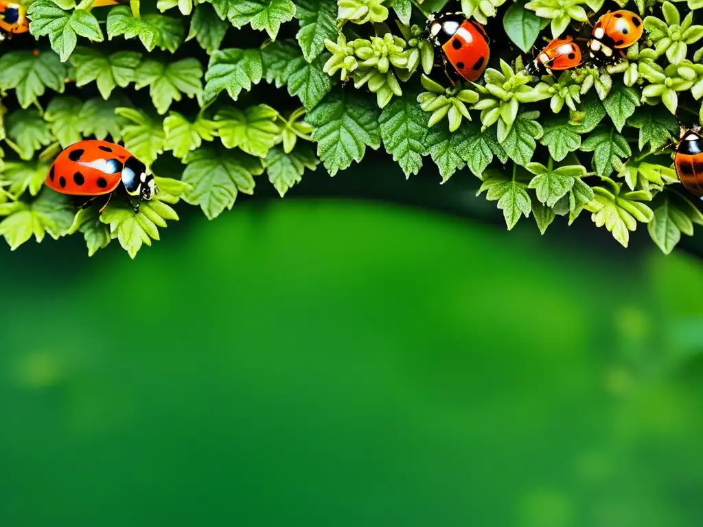 Vibrante jardín vertical con soluciones naturales control biológico plagas, insectos beneficiosos y exuberante vegetación