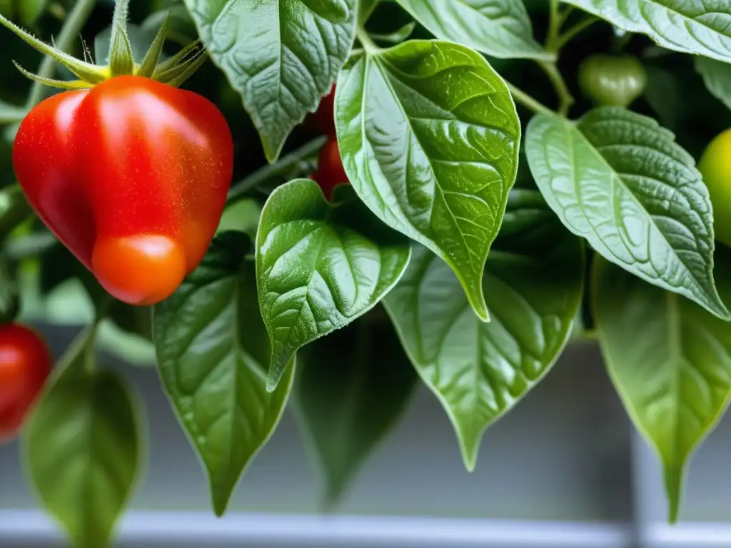 Vibrante jardín vertical con tomates, pimientos y fresas