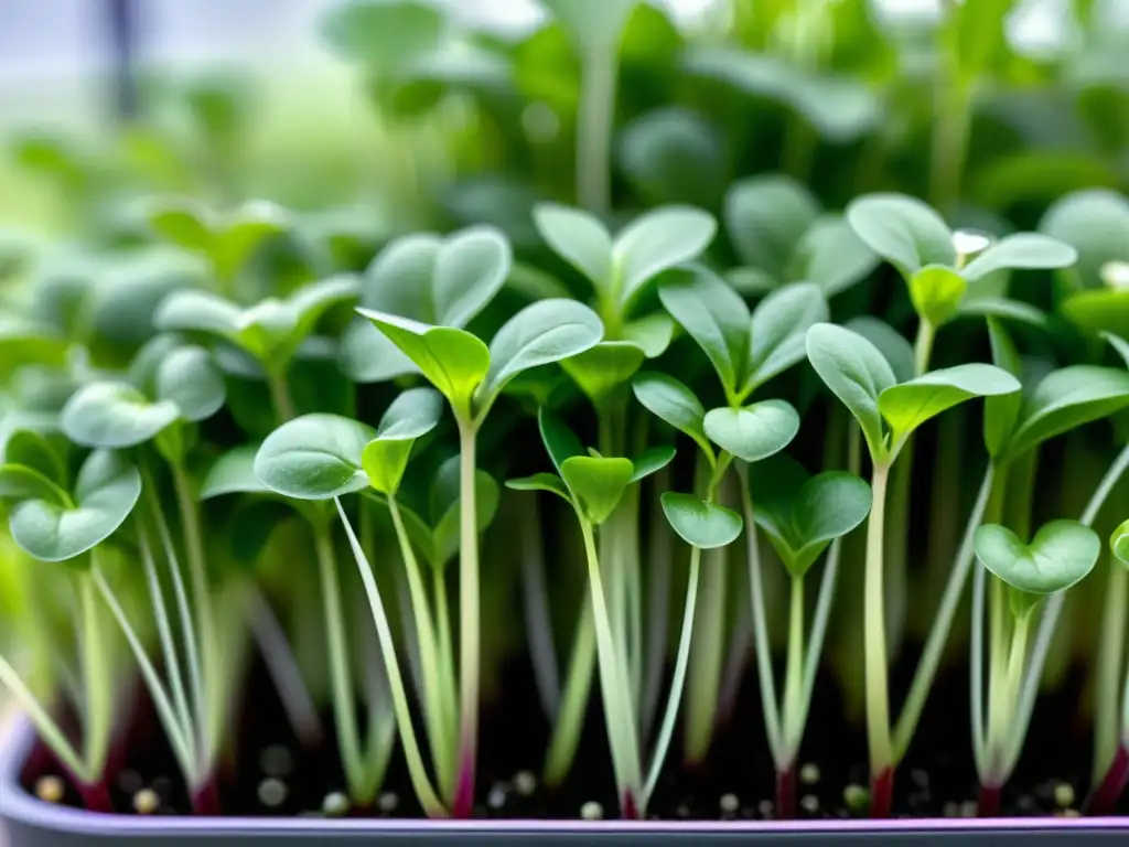 Vibrantes microgreens en huerto vertical, exudando frescura y vitalidad