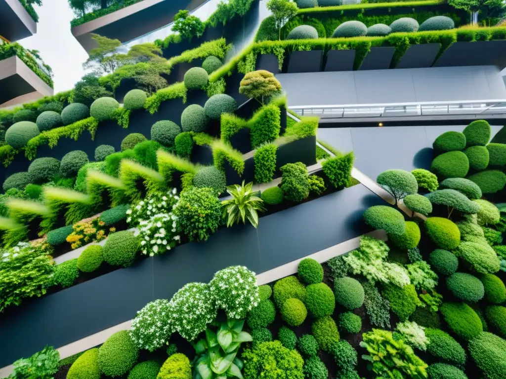 Vista aérea de la vibrante ciudad japonesa con huertos verticales, reflejando la aceptación cultural de Japón