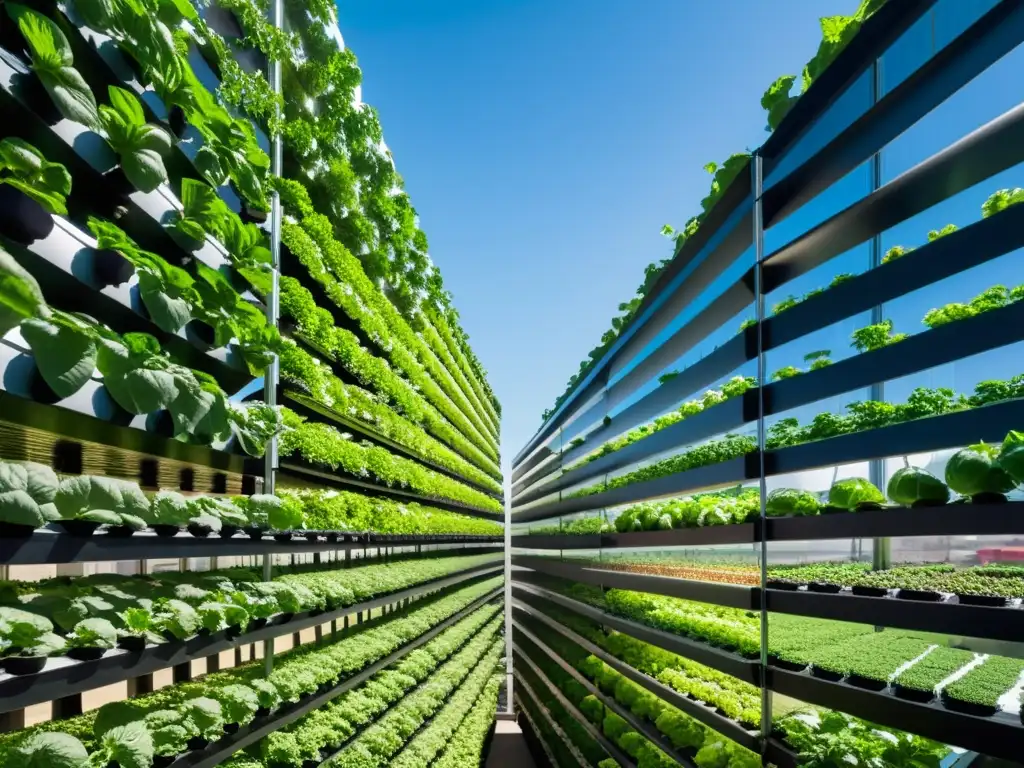 Vista impresionante de huertos verticales de Altius Farms en Denver, con diseño futurista y tecnología innovadora para la agricultura urbana