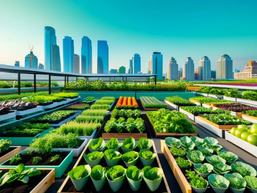 Vista urbana con jardines en balcones, muestra la agricultura urbana y su impacto en el cambio climático